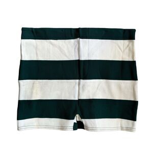 Vintage 60s Mens Square Swim Bathing Trunks Stripe Green White Large